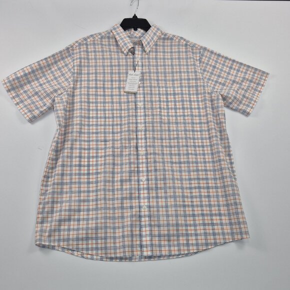 Roundtree & Yorke Gold Label Men's Shirt Size 2XT Short Sleeve Orange Plaid  (58 - Picture 1 of 8